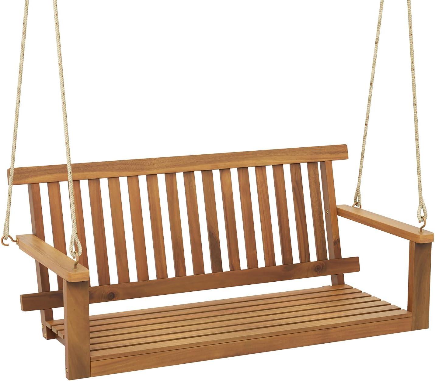 VERANDASCHAUKEL Braun - Braun, Holz (130/57/63cm) - COSTWAY