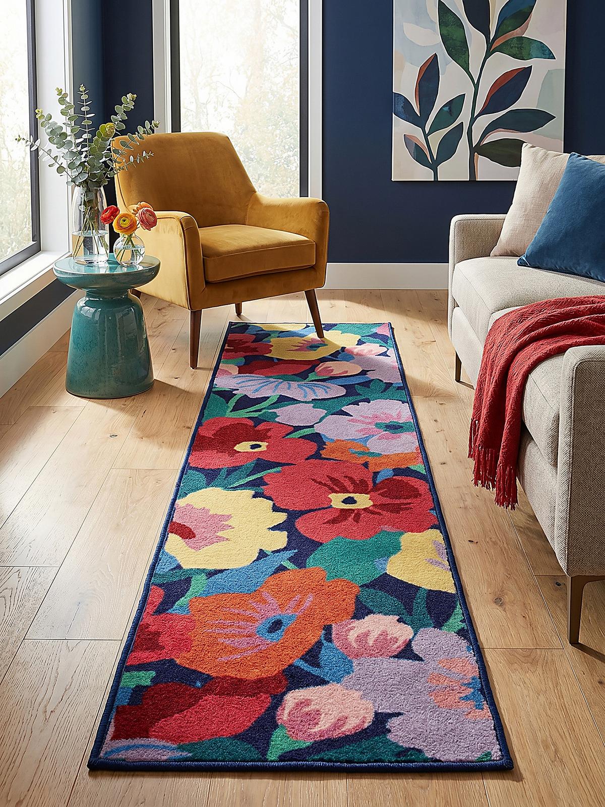 WOLLTEPPICH DAHLIA, floral, Bunt, 80 x 300 cm - Multicolor, Textil (300/80cm) - KADIMA DESIGN