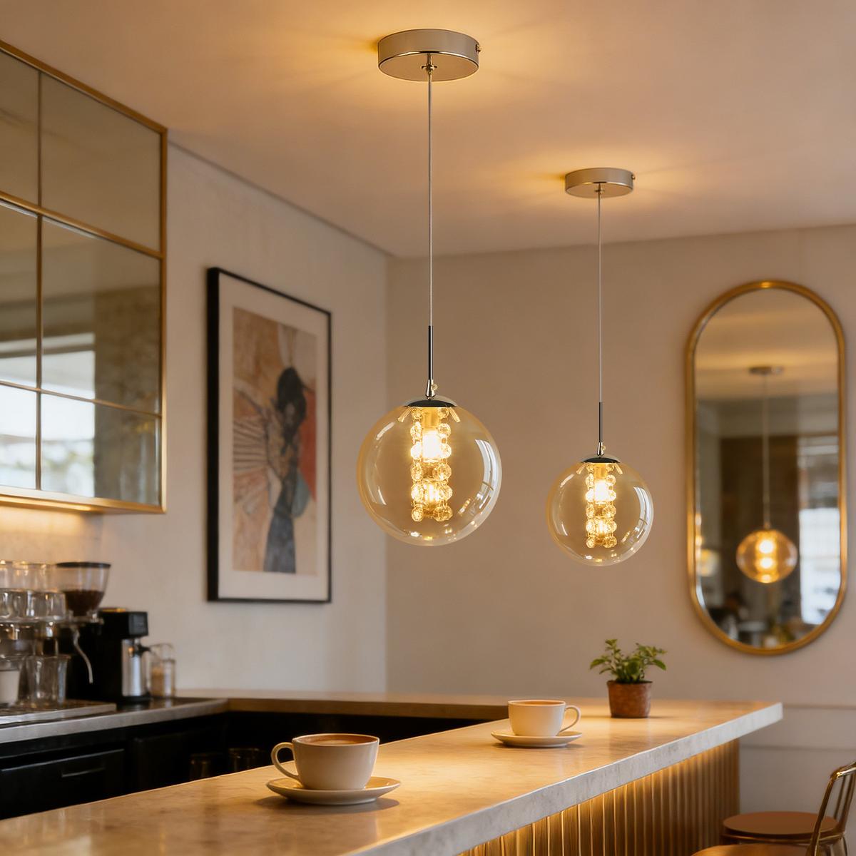 PENDELLEUCHTE Camaryn 15/10/150 cm - Bernsteinfarben, Glas (15/10/150cm) - ZMH