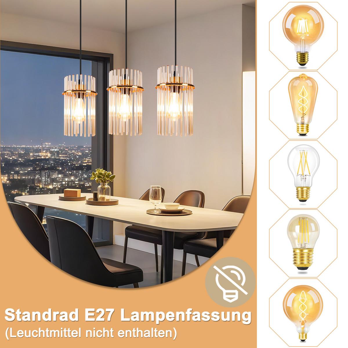 PENDELLEUCHTE Joseph 48/5/150 cm - Goldfarben, Glas (48/5/150cm) - ZMH