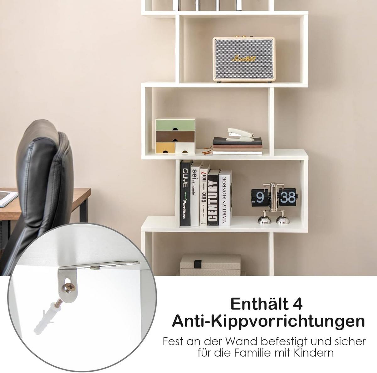 BUCHERREGAL Standregal mit Türen Weiß - Weiß, Holz (70/183/23cm) - COSTWAY