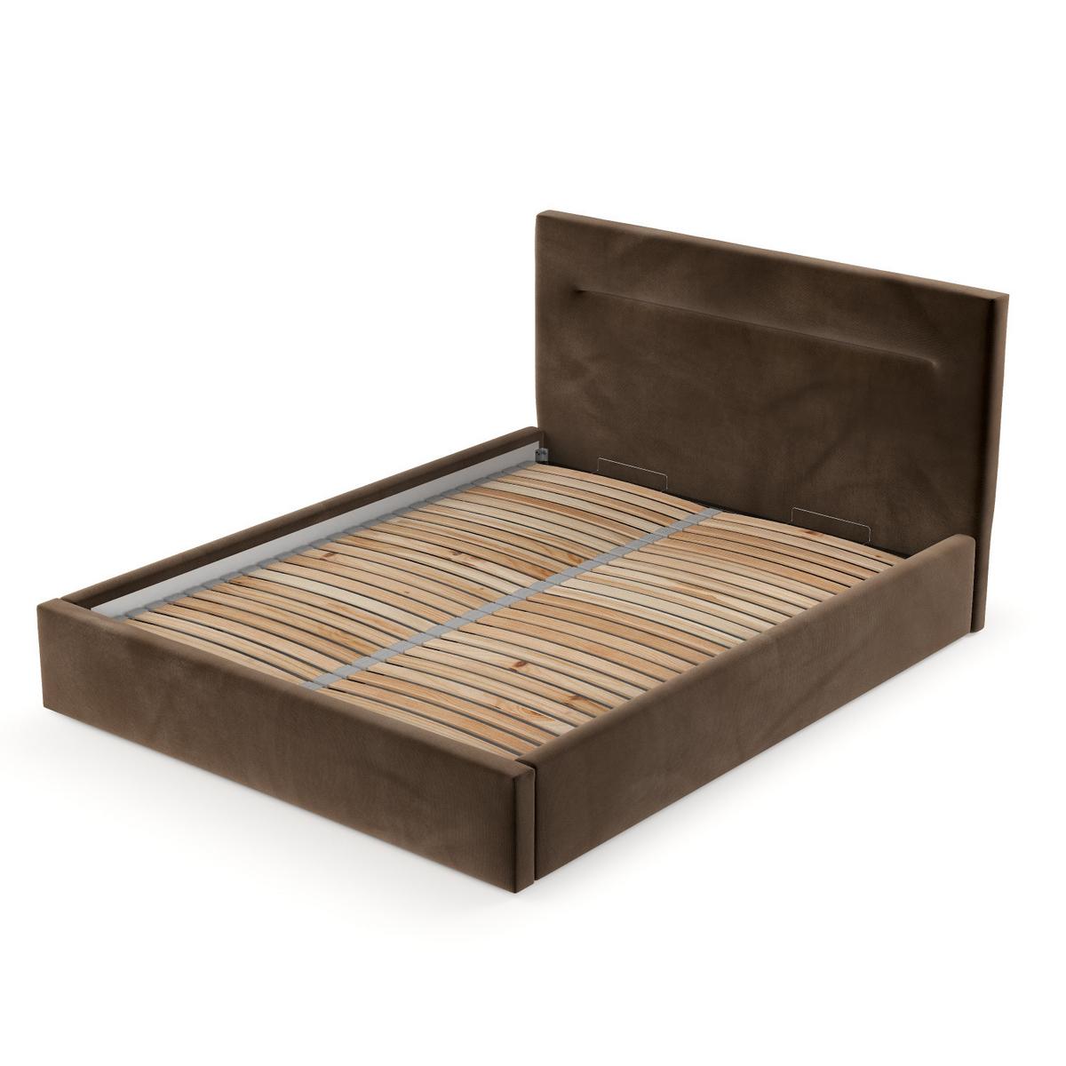 POLSTERBETT Liline 140/200 cm Braun im Kronos Stoff - Schwarz/Naturfarben, Holz/Holzwerkstoff (140/200cm) - AltaBeds