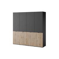 DREHTÜRENSCHRANK ATELIO 202/200/51 cm Modern Kleiderschrank 4-türig Schwarz - Schwarz, Holzwerkstoff (202/200/51cm) - MASSENO