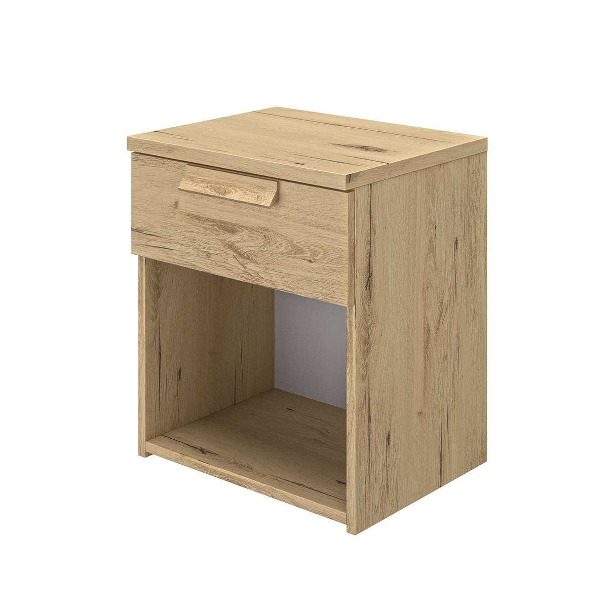NACHTTISCH 1 Schublade Cyrus - Französische Herstellung - 43/36/50 cm - Nussbaumfarben, Holzwerkstoff (36/50/36cm) - Calicosy