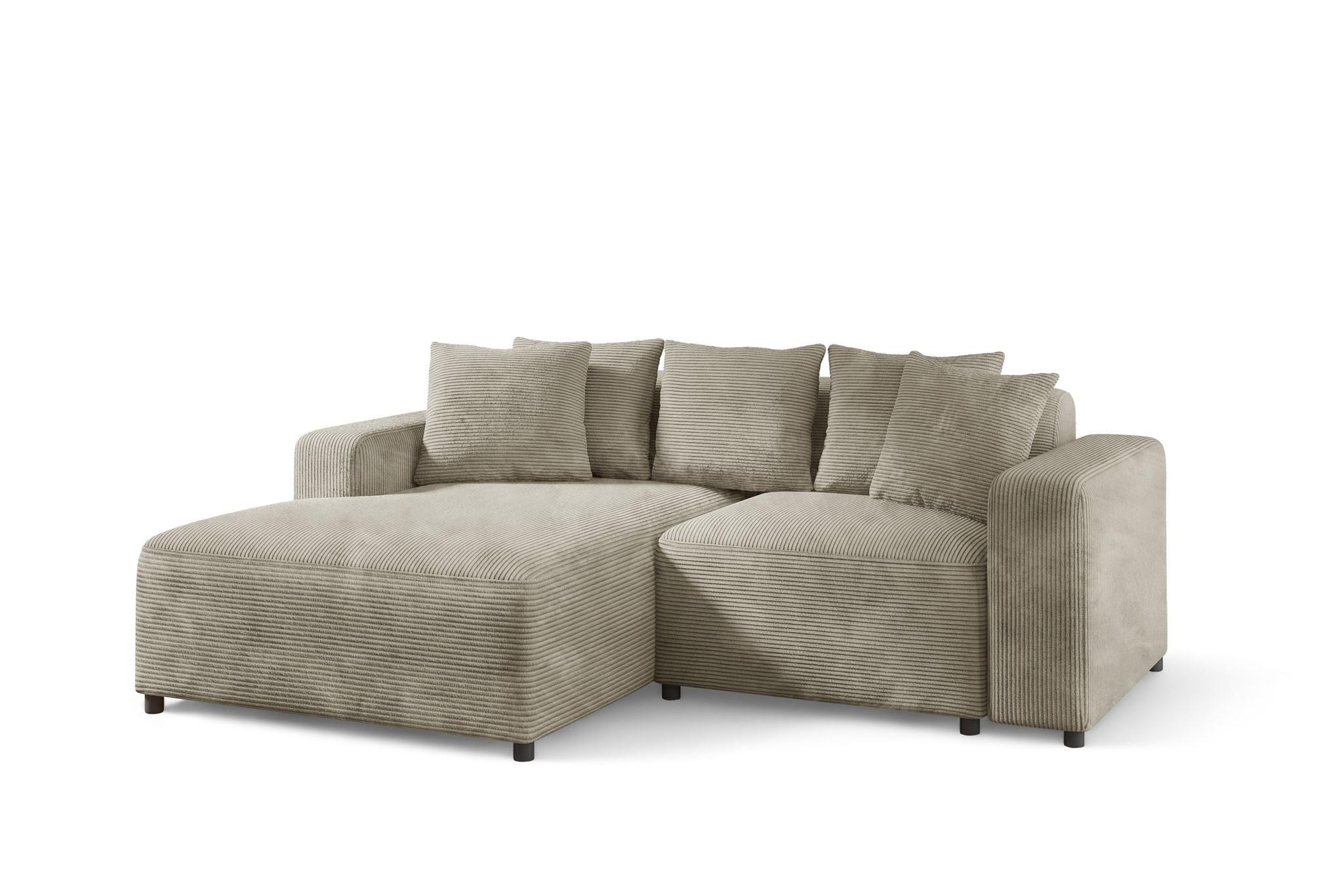 ECKSOFA Megan Xs In Stoff Poso - Beige, Holzwerkstoff/Textil (240/165cm) - Fun Möbel