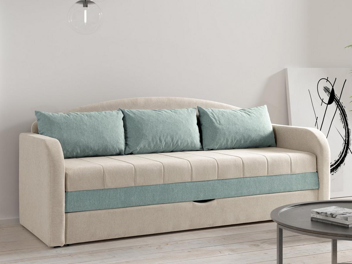 SCHLAFSOFA Tenus - Türkis/Beige, Holz/Textil (208/86/76cm) - MIRJAN24