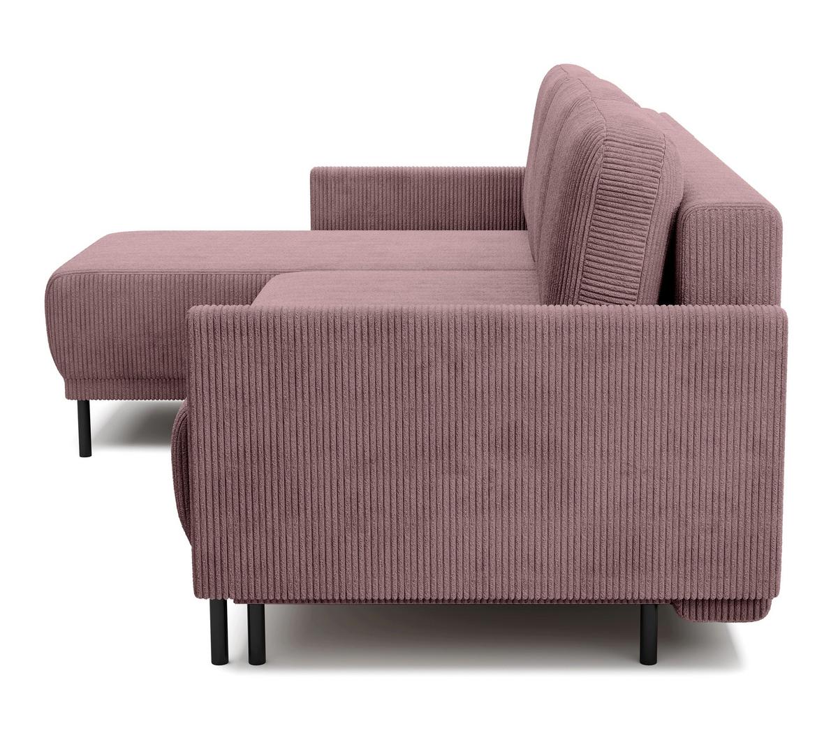 ECKSOFA Hamiel Lila Cordbezug - Flieder/Schwarz, Holz/Textil (212/142cm) - Selsey