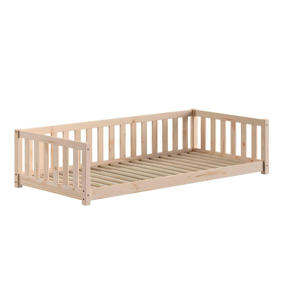 TAGESBETT Kapua 90x200 mit Rausfallschutz Kiefer Massivholz Natur - Kieferfarben, Holz (90/200cm) - 58aufmkessel