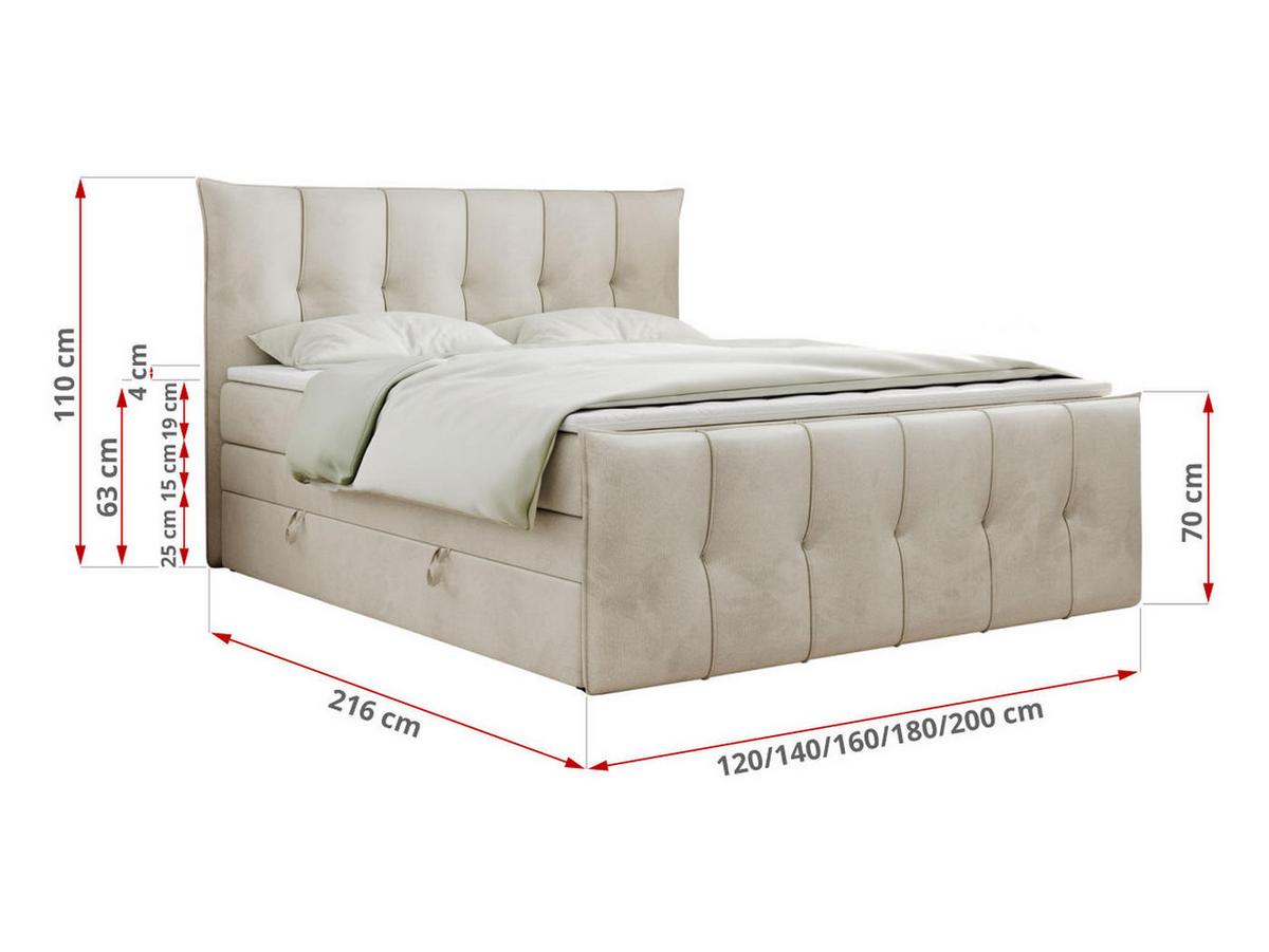 BOXSPRINGBETT PREMIUM 11 KING 120/200 Beige Velvet - H4 - Beige, Holz/Textil (120/200cm) - MKS