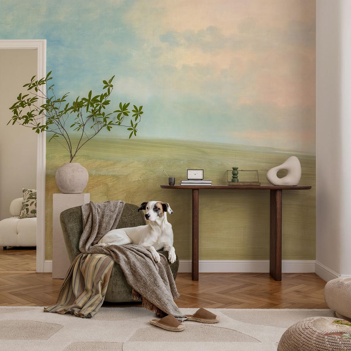 FOTOTAPETE 104x70 cm - Pastellfelder - Blau, Textil (104/70cm) - Wallfluent