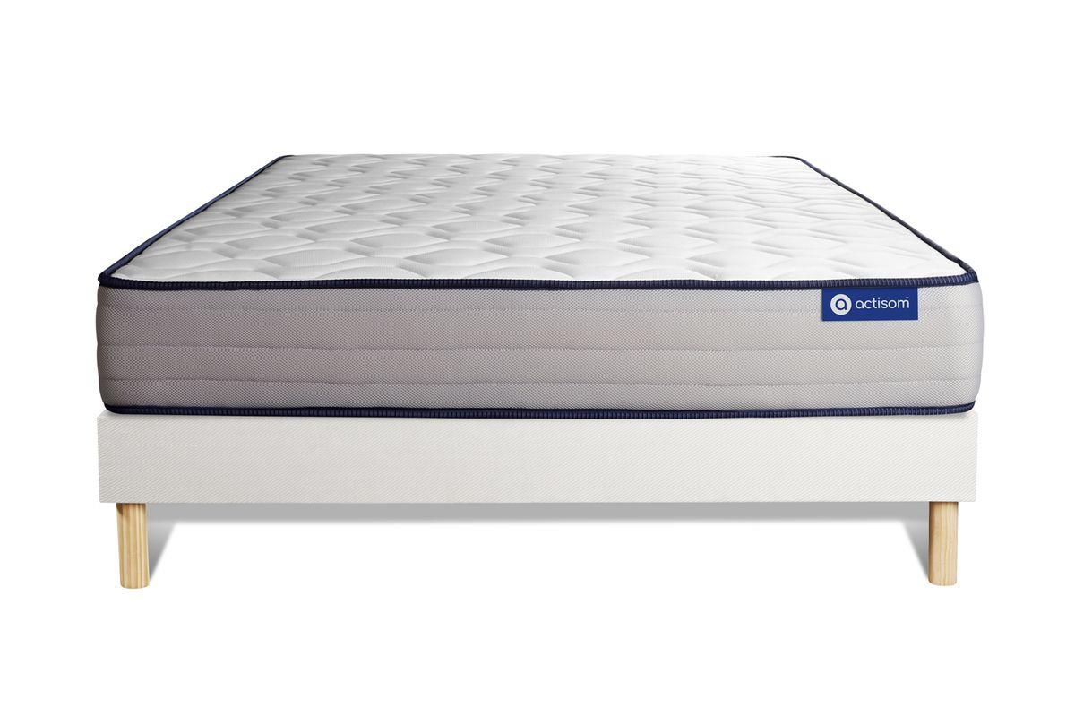 BETT Actilatex form Latex und Memory-Schaum 140 x 200 cm h3 - Kit Bettgestell Weiß - Beige/Weiß, Karton/Holz (140/200cm) - ACTISOM