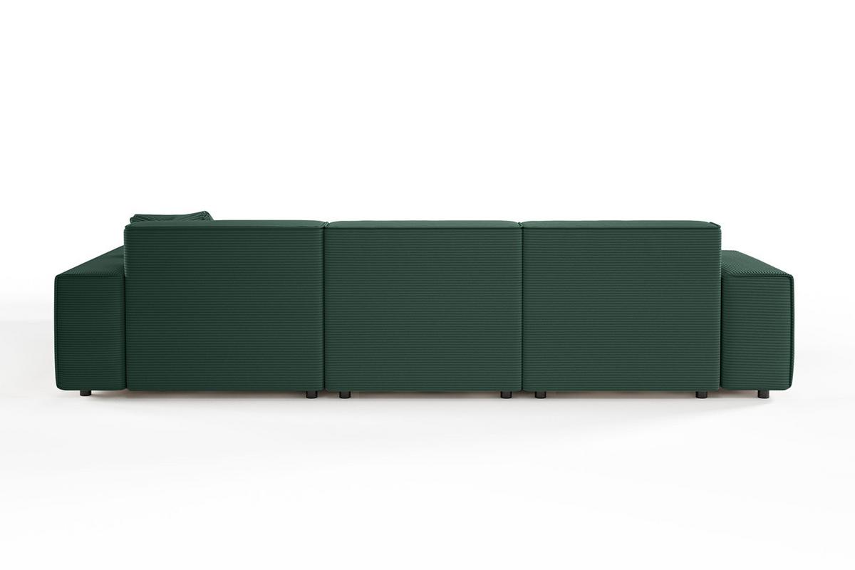 ECKSOFA RANI Smaragdgrün Cord - Smaragdgrün/Schwarz, Kunststoff/Textil (299/189cm) - KAWOLA
