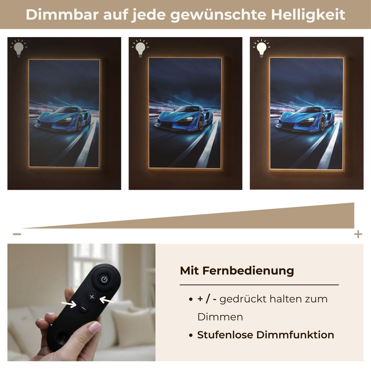 NACHTTISCHLAMPE MIT AKKU Auto - Blau - Jungen - Kind 70x100 cm - Blau, Holzwerkstoff (8/70/100cm) - OnlyWow