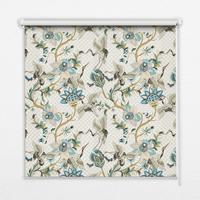 INNENROLLO - Fensterrollo - Rollo - 110x140 cm - Blumen und Vögel - Weiß, Kunststoff (110/140/0.5cm) - TULUP