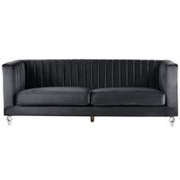 3-SITZER-SOFA Samtstoff Schwarz Arvika - Schwarz, Textil (204/75/78cm) - Beliani