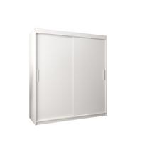 SCHIEBETÜRENSCHRANK TOKYO 200/180/62 2-türig - Silberfarben/Weiß, Holz/Kunststoff (180/200/62cm) - MÖBEL KRYSPOL