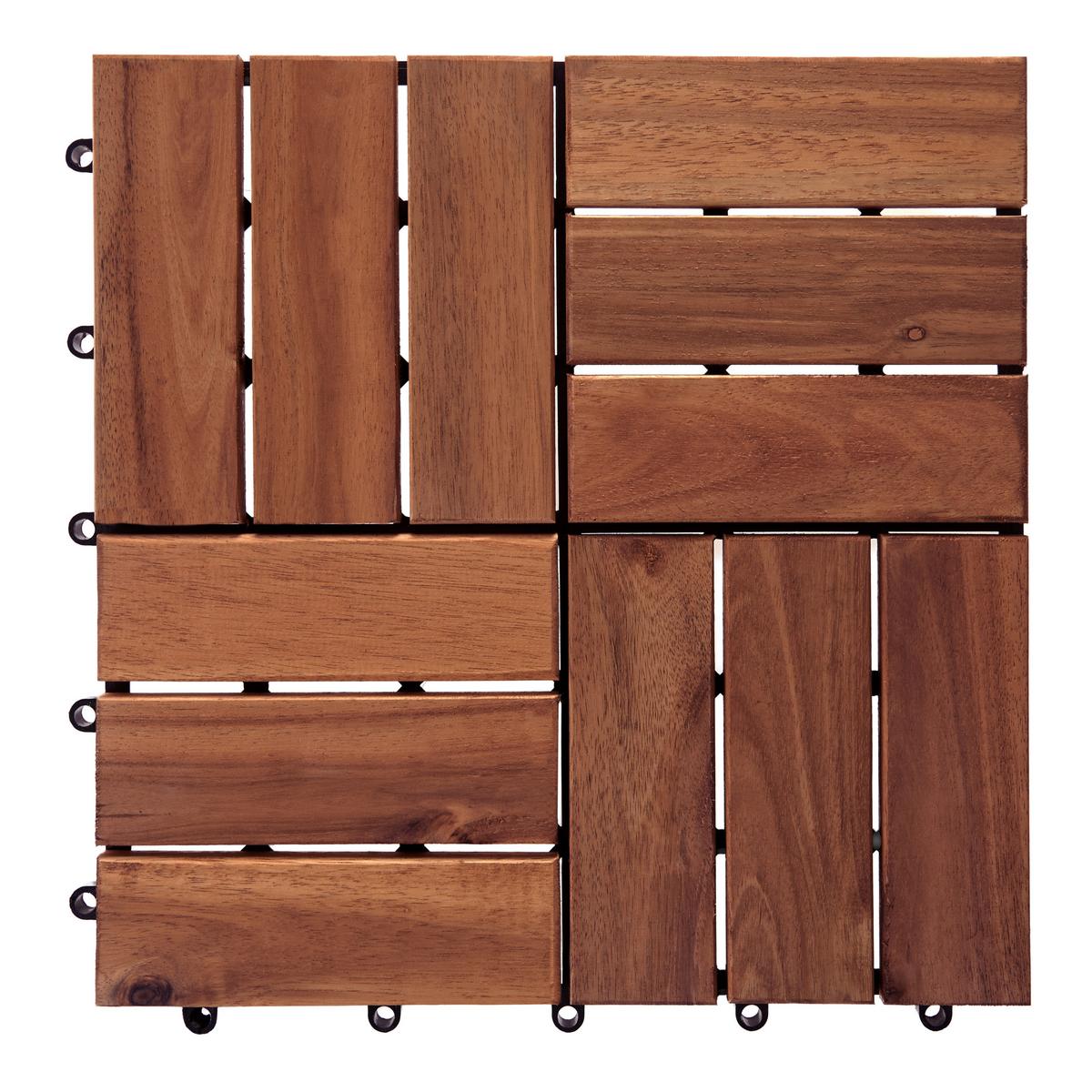 TERRASSENFLIESEN 10 Stück Braun Acerenza - Braun, Holz (30/30cm) - Beliani