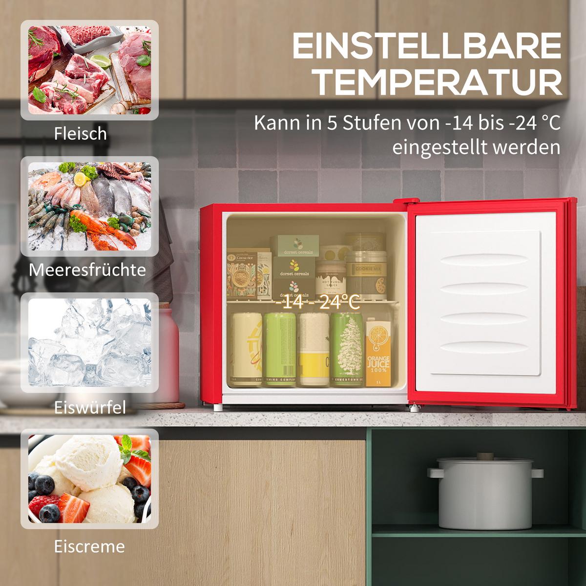 MINI-GEFRIERSCHRANK aus Stahl Kunststoff Rot - Pink, Kunststoff (44.2/48.8/47cm) - HOMCOM