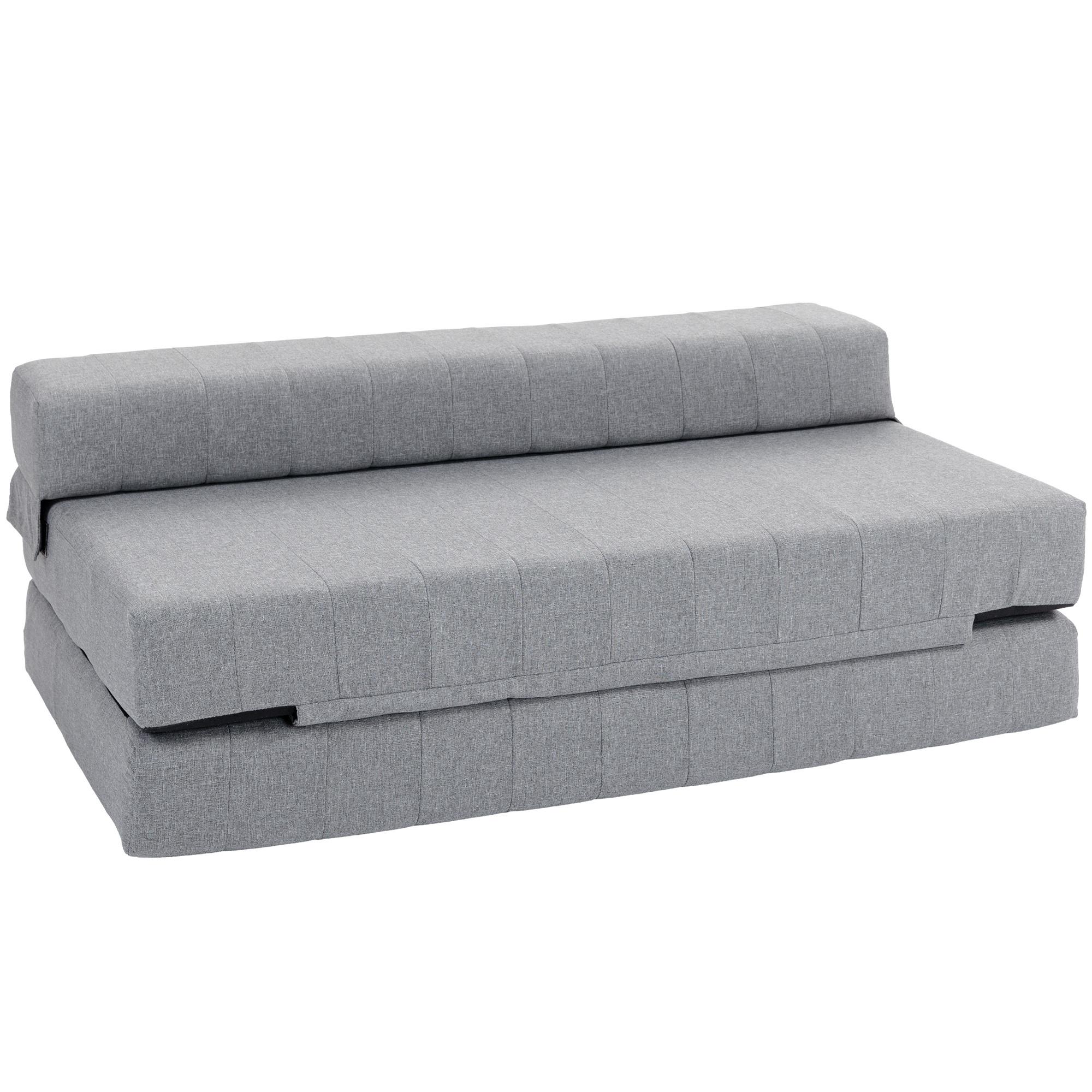 BODENSOFA 2-in-1 Klappbar Schlafsofa mit Leinenoptik für Wohnzimmer Grau - Grau, Textil (80/50/138cm) - HOMCOM