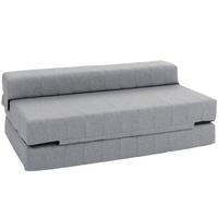 BODENSOFA 2-in-1 Klappbar Schlafsofa mit Leinenoptik für Wohnzimmer Grau - Grau, Textil (80/50/138cm) - HOMCOM