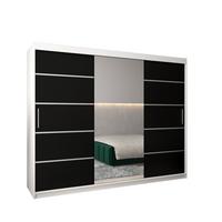 SCHWEBETÜRENSCHRANK 200/250/62 3-türig - Silberfarben/Schwarz, Holz/Kunststoff (250/200/62cm) - MÖBEL KRYSPOL