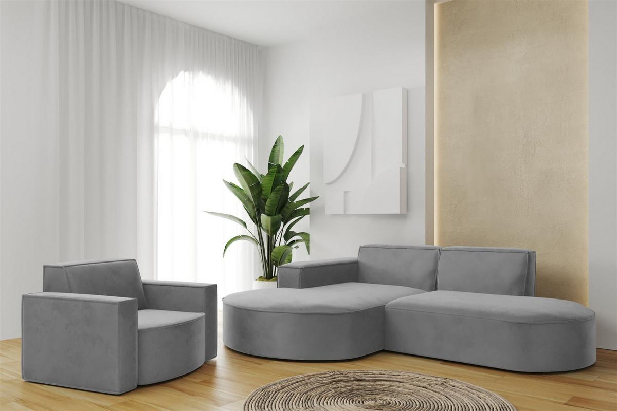 SOFASET Palma Ecksofa Sessel Opera - Grau, Holzwerkstoff/Textil (236/78/165cm) - Fun Möbel