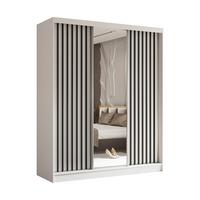 SCHWEBETÜRENSCHRANK LAMELLO 180/216/61 cm 3-türig mit Spiegel Weiß - Weiß, Holzwerkstoff (180/216/61cm) - MASSENO