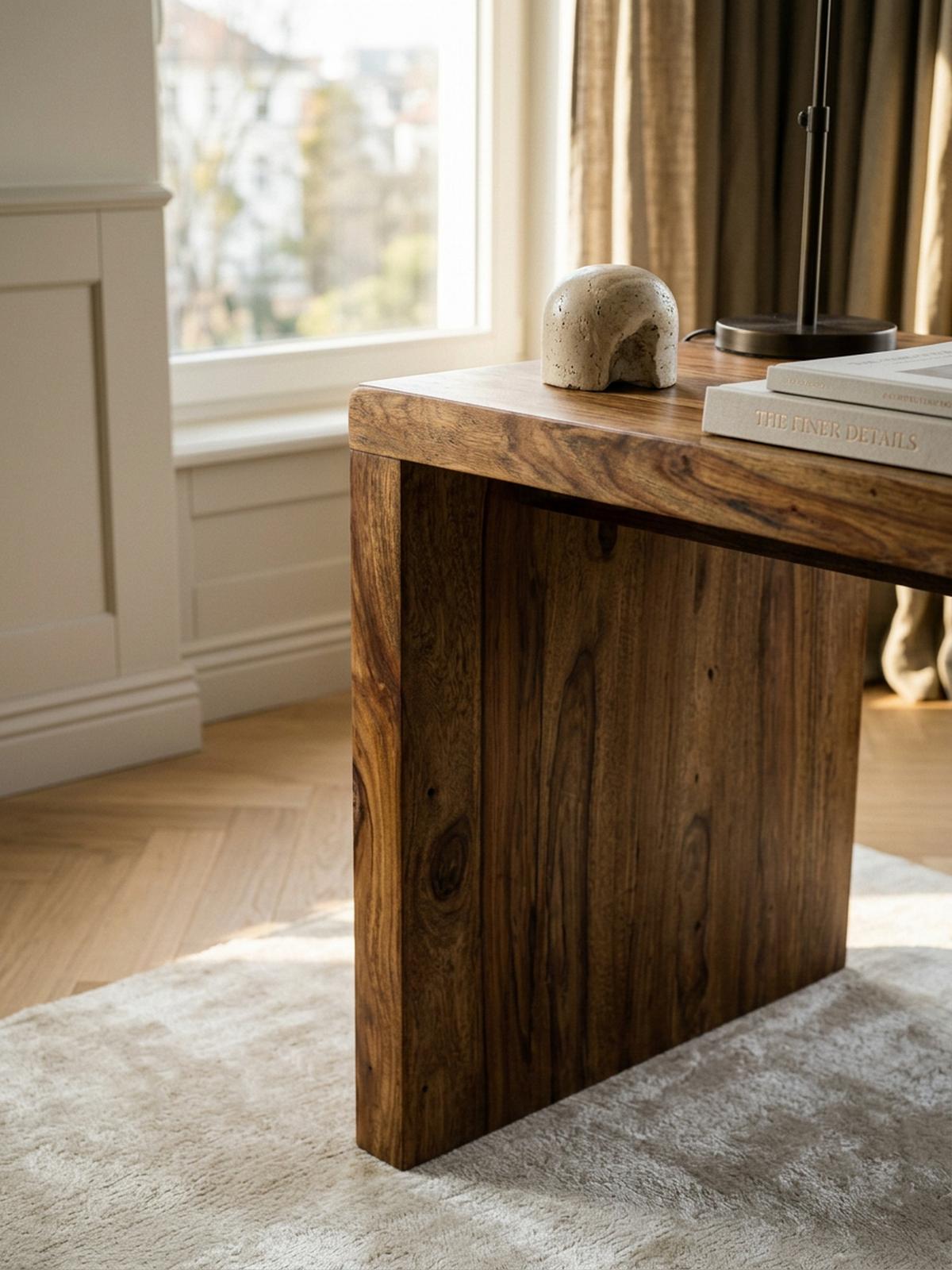 SCHREIBTISCH Massivholz Stauraum Abgerundete Ecken, Braun 120x60x76 cm - Braun, Holz (60/120/76cm) - KADIMA DESIGN