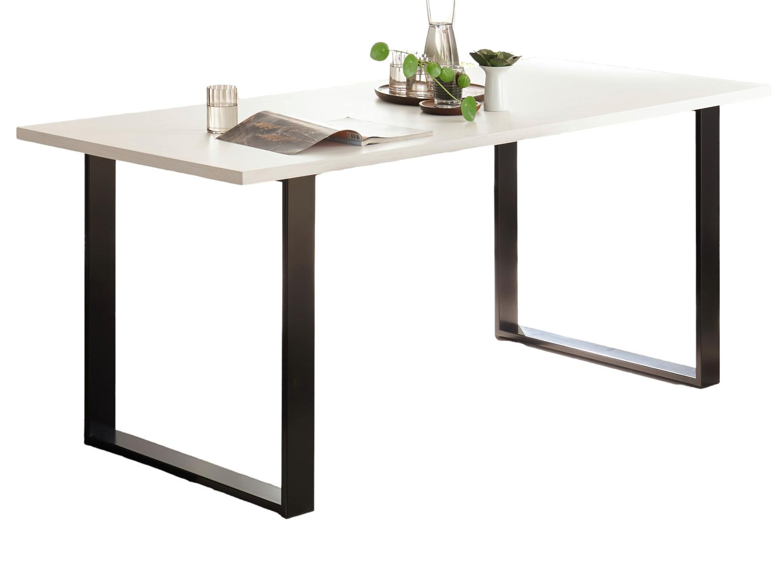 ESSTISCH weiß Pinie, anthrazit Landhaus, Küchentisch 180 x 80 cm - Anthrazit/Weiß, Holzwerkstoff/Metall (180/80/76cm) - Furn.Design