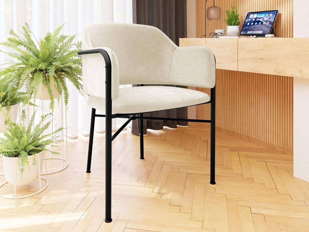 POLSTERSTUHL Delivio - Schwarz/Naturfarben, Textil/Metall (56/79/55cm) - MIRJAN24