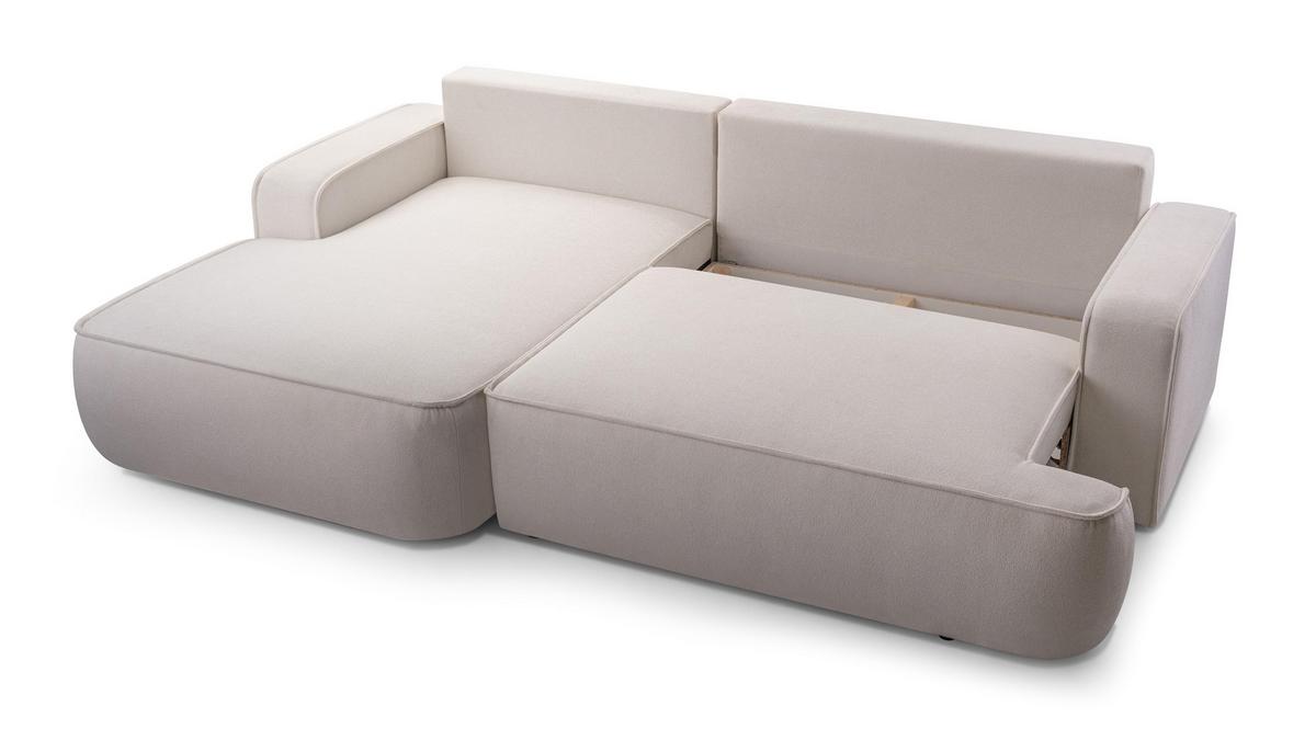 ECKSOFA L Form Ablia Creme 267/168/87 cm mit Schlaffunktion L - Creme/Schwarz, Kunststoff/Textil (168/267cm) - AX Living