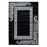 TEPPICH Kurzflor ASPEN in Schwarz, mit Mäander-Muster, 80 x 150 cm - Schwarz, Textil (150/80cm) - KADIMA DESIGN
