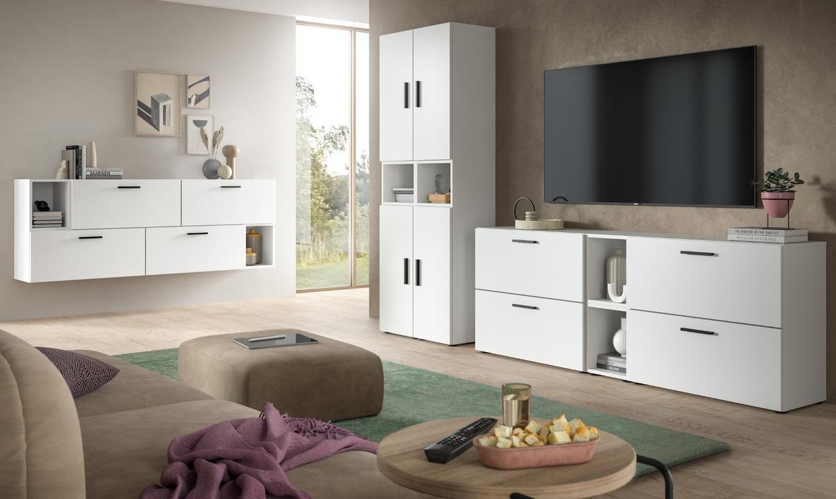 SIDEBOARD weiß 176 cm, Kommode mit Soft-Close - Schwarz/Weiß, Holzwerkstoff/Kunststoff (176/99/34cm) - Inn.Furn