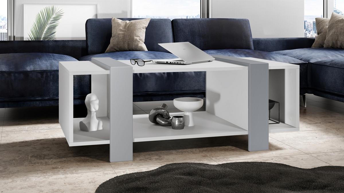 COUCHTISCH Ida Blenden in Hellgrau seidenmatt - Greige, Holzwerkstoff (42/110.5/56.5cm) - Vladon