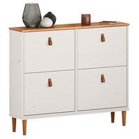 SCHUHKIPPER MIKKA weiß/Eiche - Eichefarben/Weiß, Holz (107/92/25cm) - IDIMEX
