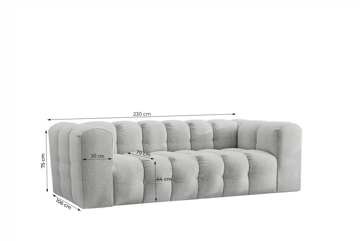 SOFASET Solvie 3-3 In Tiffani - Taupe, Holzwerkstoff/Textil (230/75/106cm) - Fun Möbel