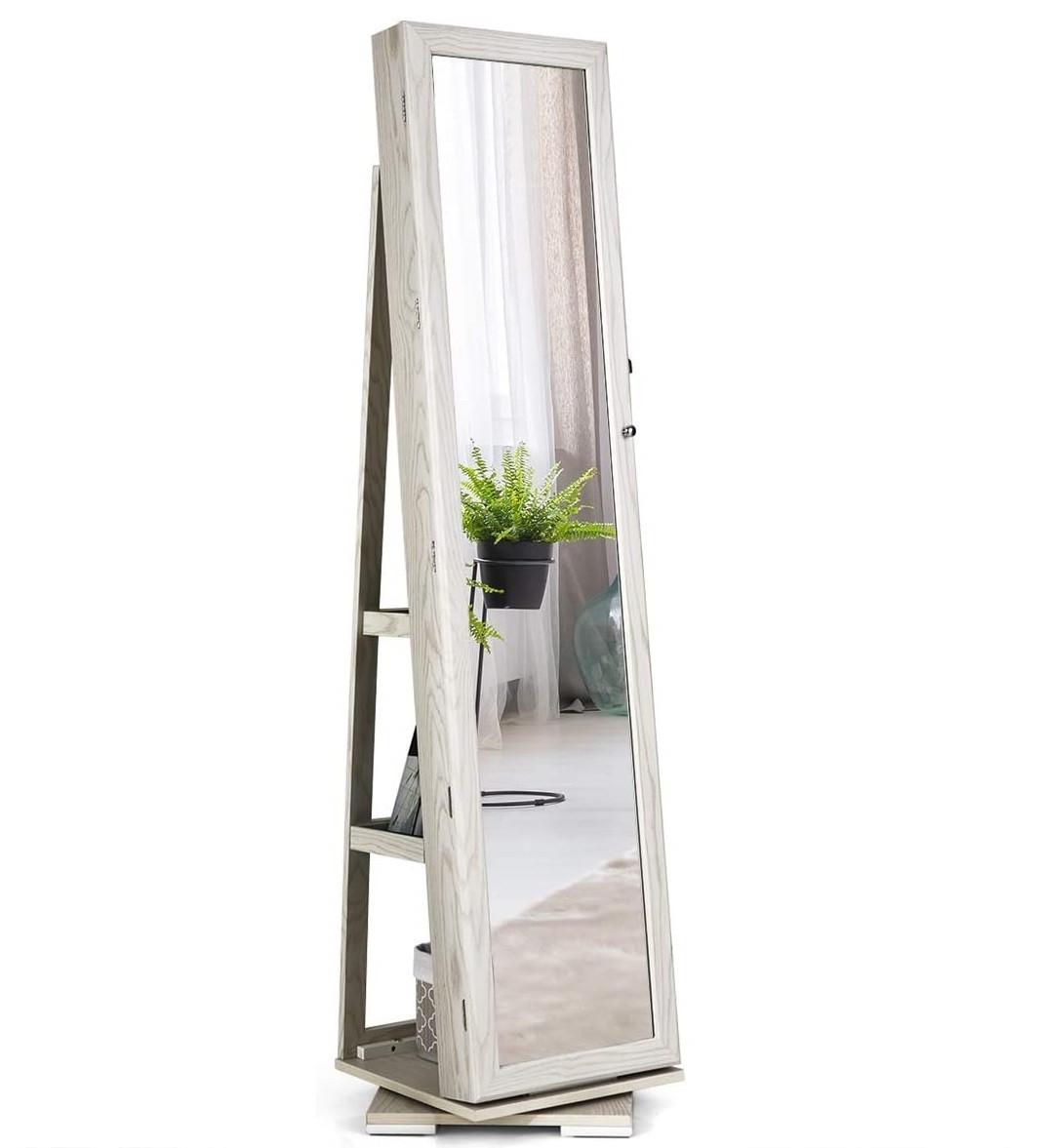 SCHMUCKSCHRANK 161cm Weiß - Weiß, Holz (39/161/39cm) - COSTWAY