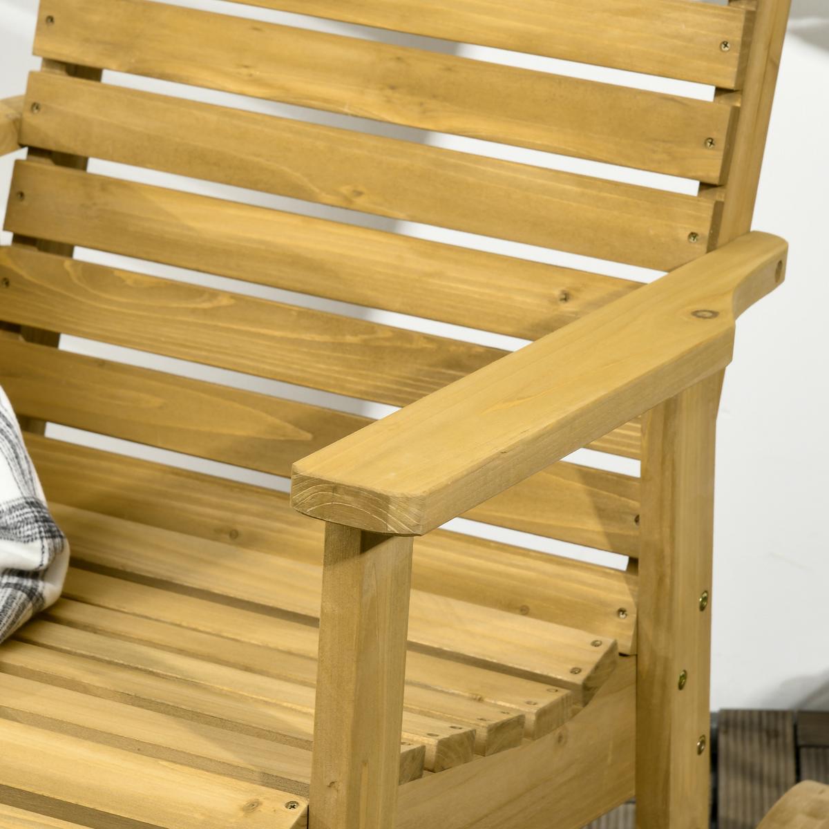 SCHAUKELSTUHL mit Armlehne, bis 130 kg, 64 x 86 x 85 cm, Tannenholz, Hellbraun - Braun, Holz (86/85/64cm) - Outsunny