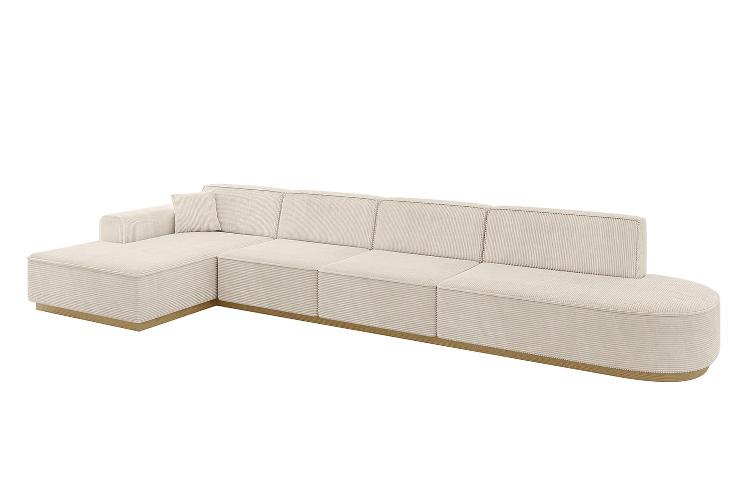 ECKSOFA Ottomane Links IREA-L3-v2 - 412x165x80 cm Beige - Beige, Holzwerkstoff/Textil (412/165cm) - ALTDECOR