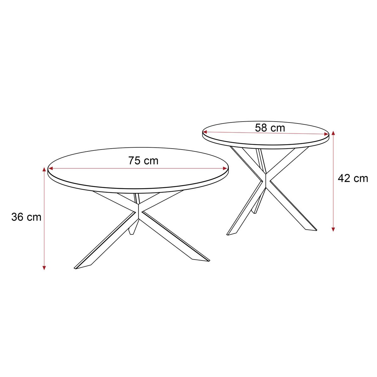 COUCHTISCH rund auf MDF, Artisan Eiche - Braun/Weiß, Holzwerkstoff (75/75/36cm) - Idohome