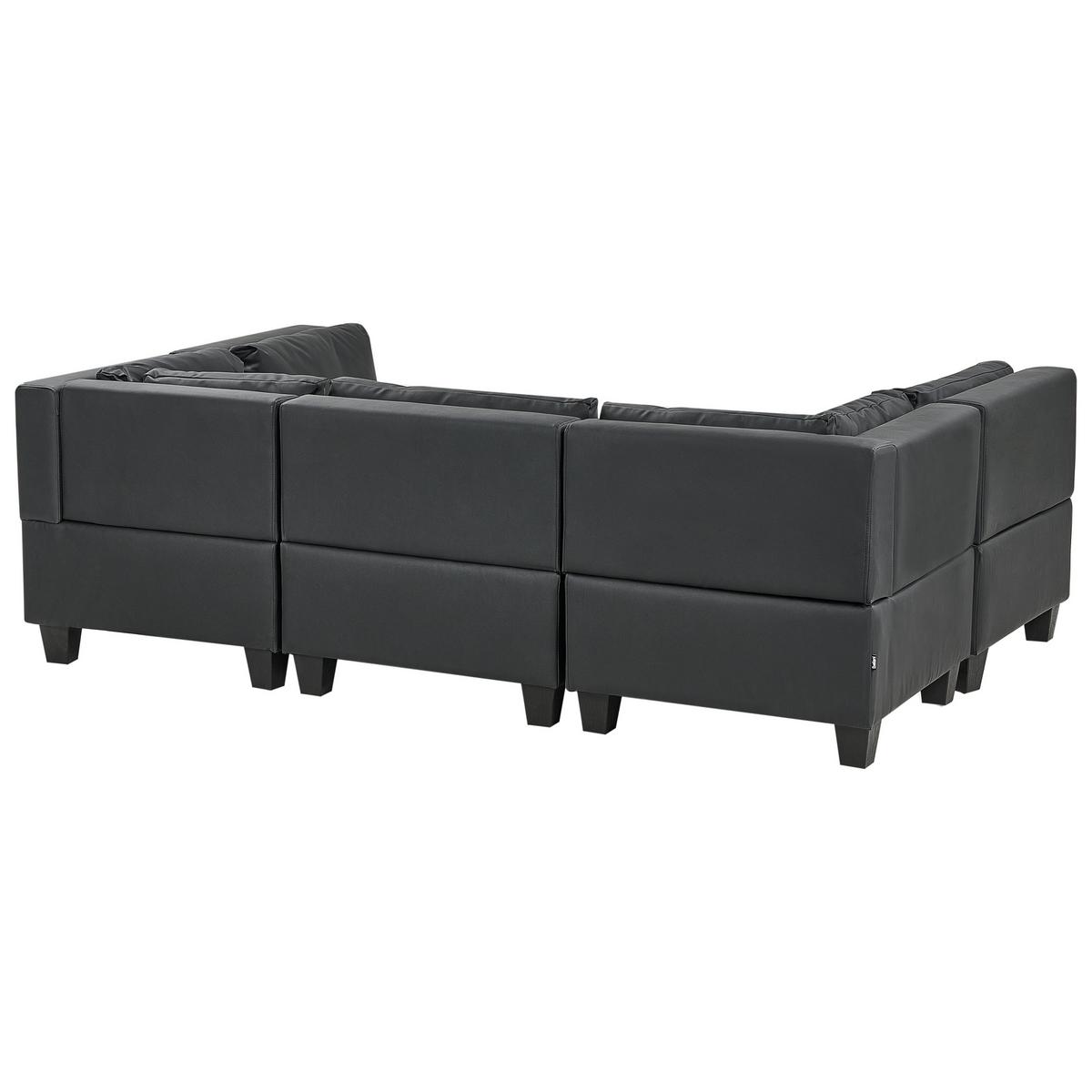 5-SITZER-MODULSOFA U-förmiges Schwarz Kunstleder Unstad - Schwarz, Kunststoff (228/72/76cm) - Beliani