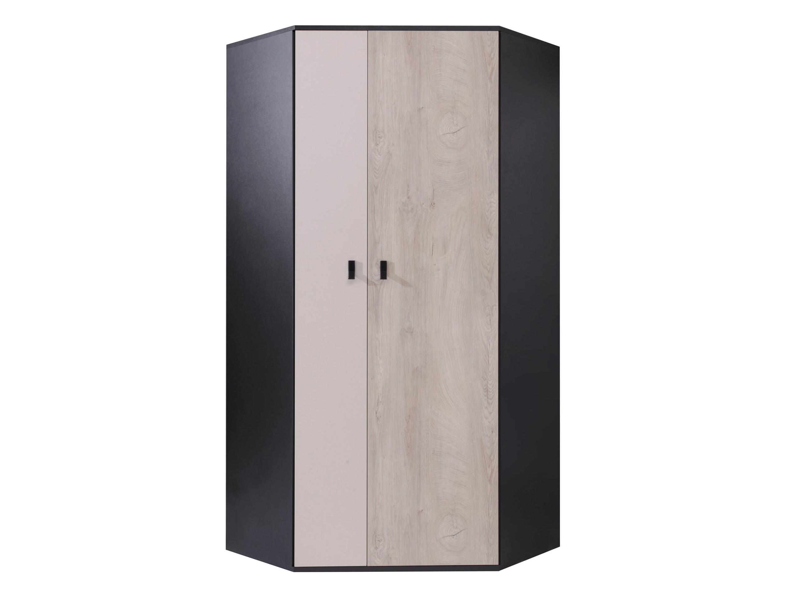 ECKKLEIDERSCHRANK Planet 02 L / P - Eichefarben/Schwarz, Holzwerkstoff (90/190/90cm) - MIRJAN24