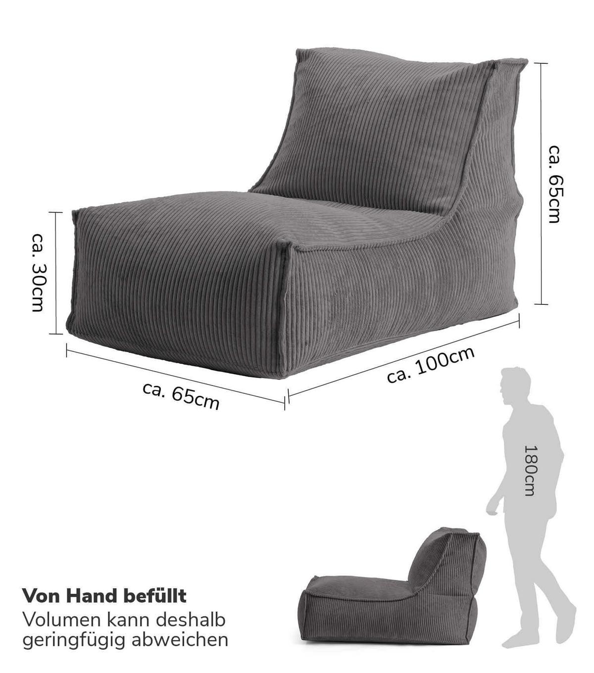 SITZSACK Cord Der Gelassene - Anthrazit, Textil (60/65/95cm) - Mokebo