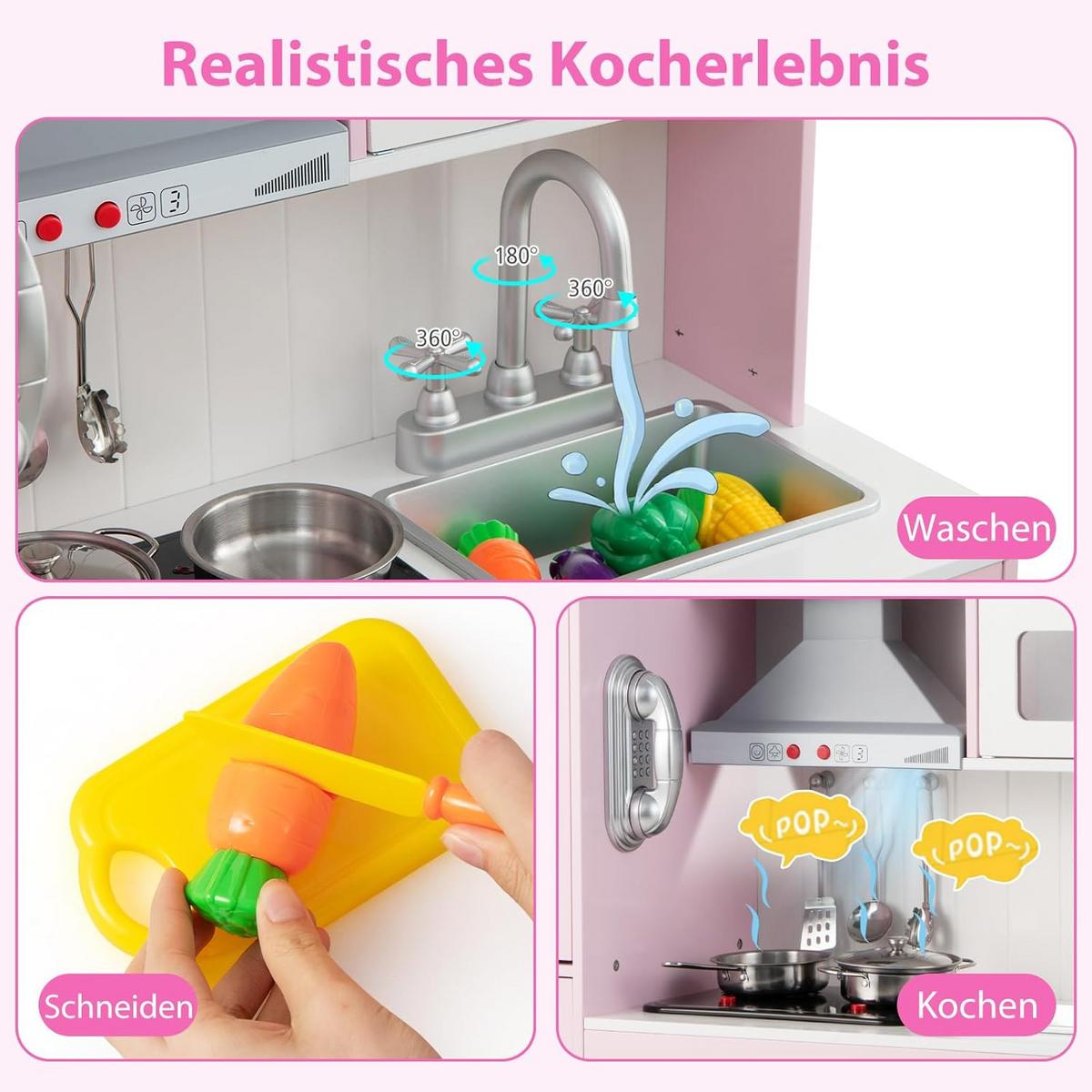 KOCH Spielset Für Kinder Pink - Pink, Holz (83/103/29cm) - COSTWAY