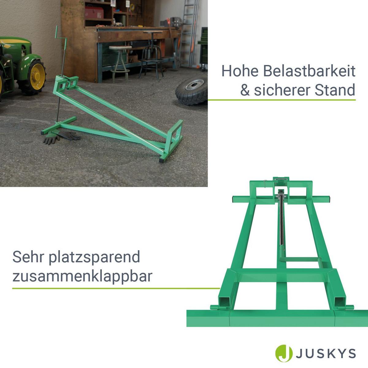 RASENTRAKTORHEBER grün inkl. Handschuhe - Grün, Metall (120/50/100cm) - Juskys