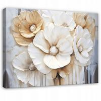 BILDER Abstrakt Blumen Gold Wohnzimmer 120x80 - Multicolor, Holzwerkstoff (120/80cm) - Wallarena