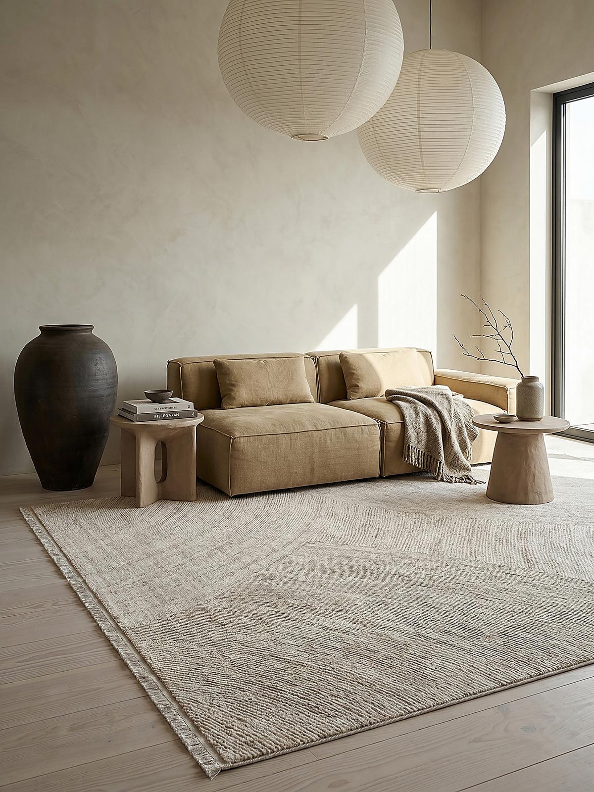 KURZFLORTEPPICH Geometrisch SCRIVIA Polypropylen Beige 160 x 230 cm - Beige, Textil (160/230cm) - KADIMA DESIGN