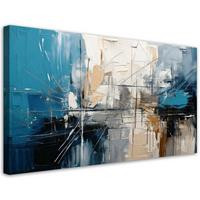 LEINWANDBILD Geometrische Abstraktion Blau 80x40cm - Blau, Textil (80/40cm) - Feeby