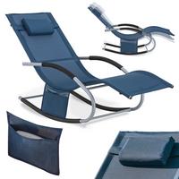 SONNENLIEGE mit Kopfkissen, Gartenliege bis 150kg, Denimblue - Dunkelblau, Metall (63/87/150cm) - SoBuy