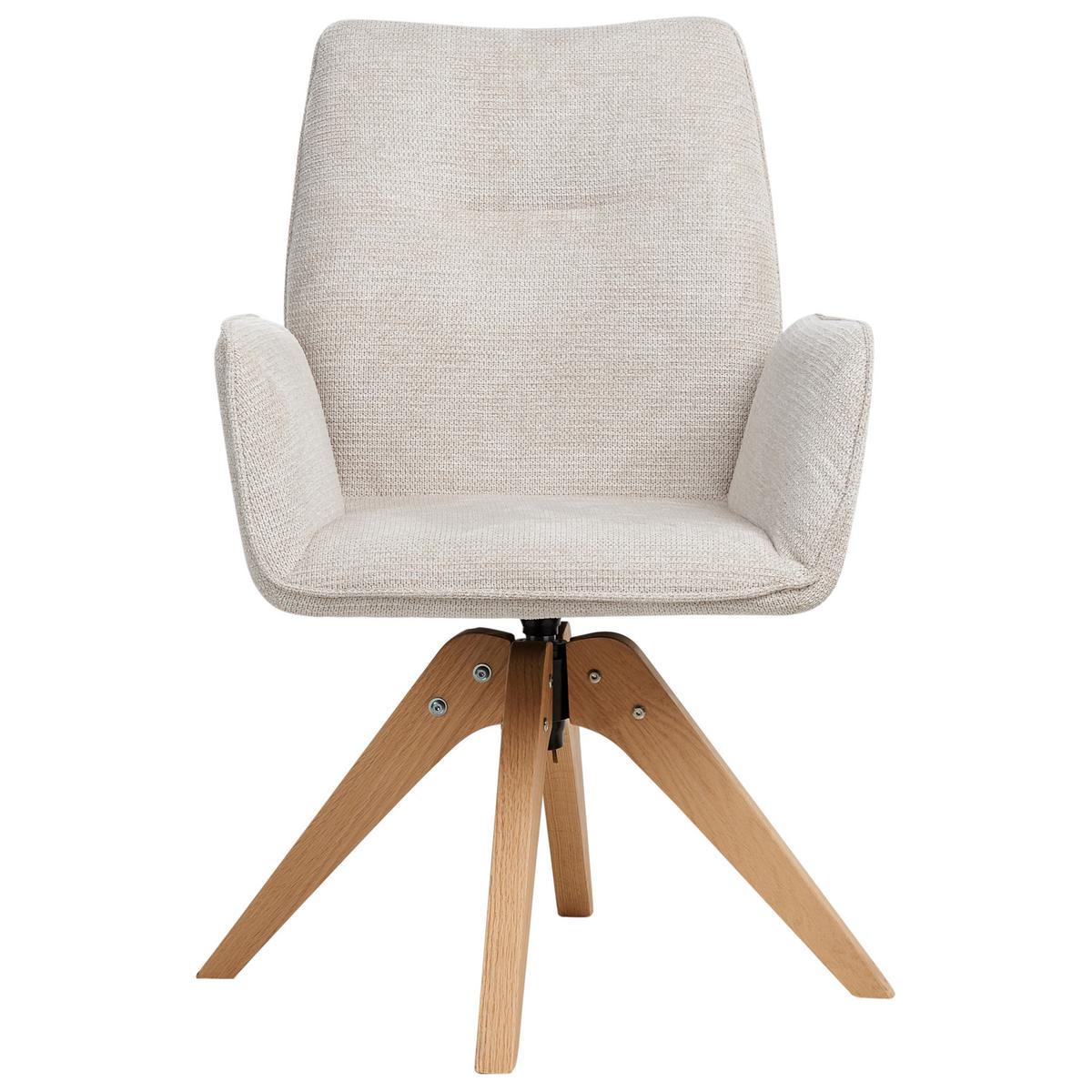 ESSZIMMERSTUHL drehbar Kunstleinen Hellbeige Mokena - Beige, Textil (58/90/66cm) - Beliani
